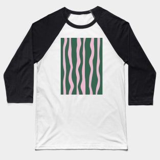 Vertical Lines - Pink Green Baseball T-Shirt